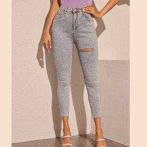 Ripped High Waist Skinny Jeans